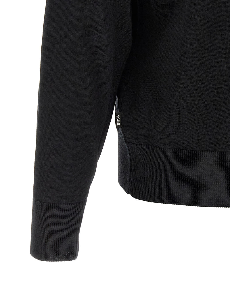 Cardigan en laine vierge noir Hugo Boss