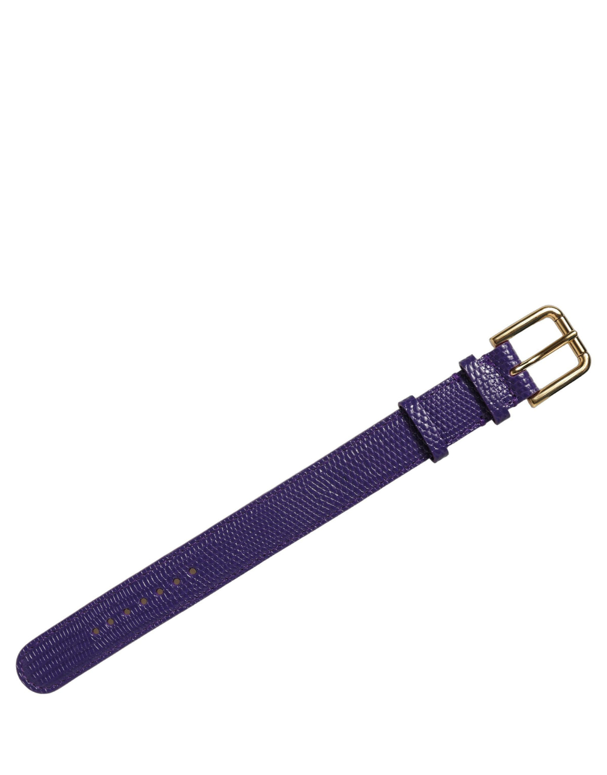 Dolce & Gabbana Bracelet en cuir texturé violet avec boucle dorée