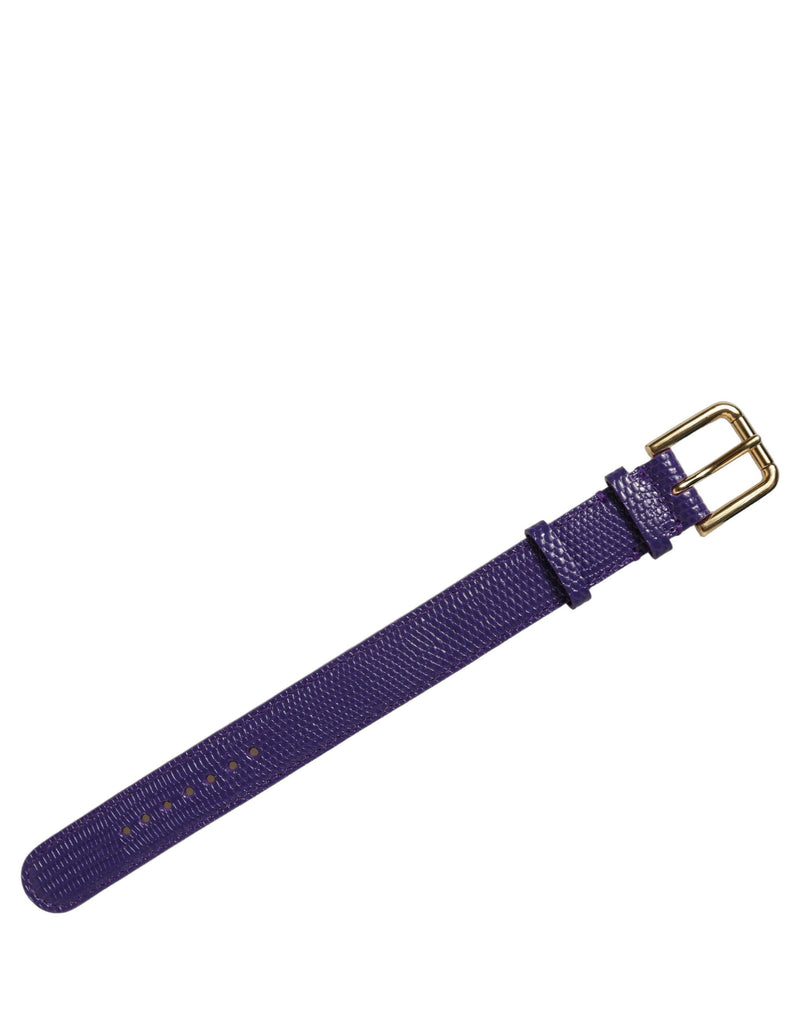Dolce & Gabbana Bracelet en cuir texturé violet avec boucle dorée