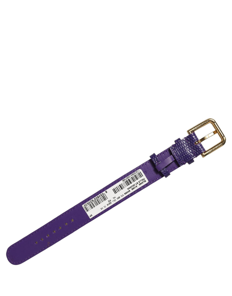 Dolce & Gabbana Bracelet en cuir texturé violet avec boucle dorée