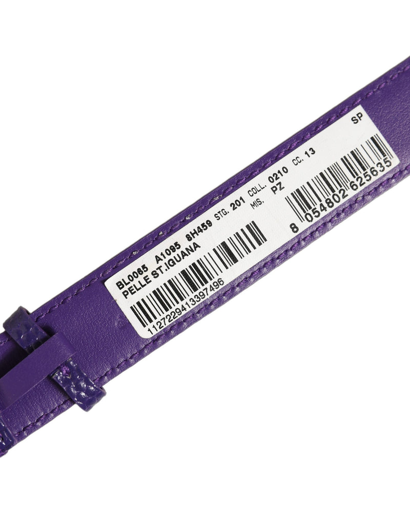 Dolce & Gabbana Bracelet en cuir texturé violet avec boucle dorée