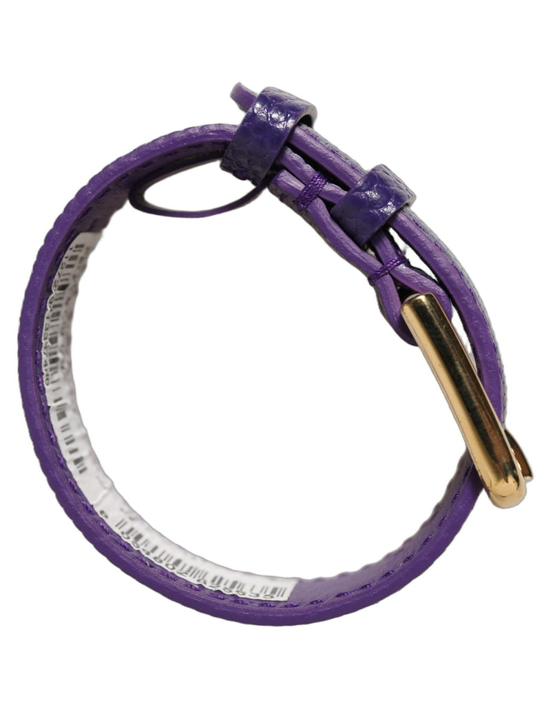 Dolce & Gabbana Bracelet en cuir texturé violet avec boucle dorée