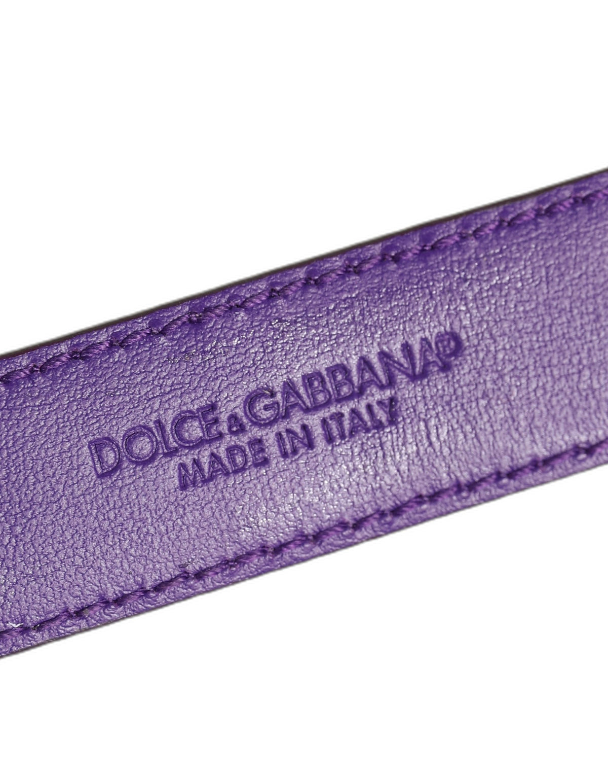 Bracelet en cuir gaufré violet Dolce & Gabbana avec boucle ardillon dorée