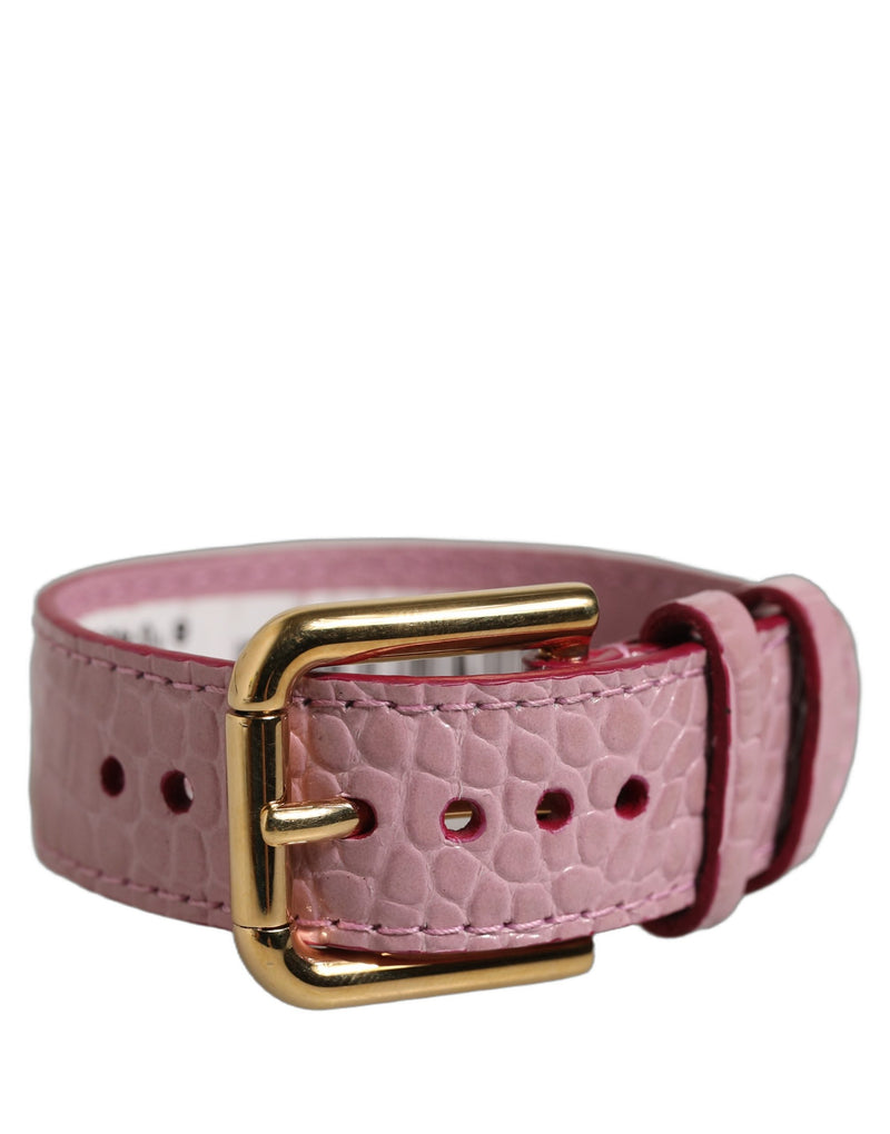 Bracelet ceinture Dolce & Gabbana en cuir rose gaufré à boucle dorée
