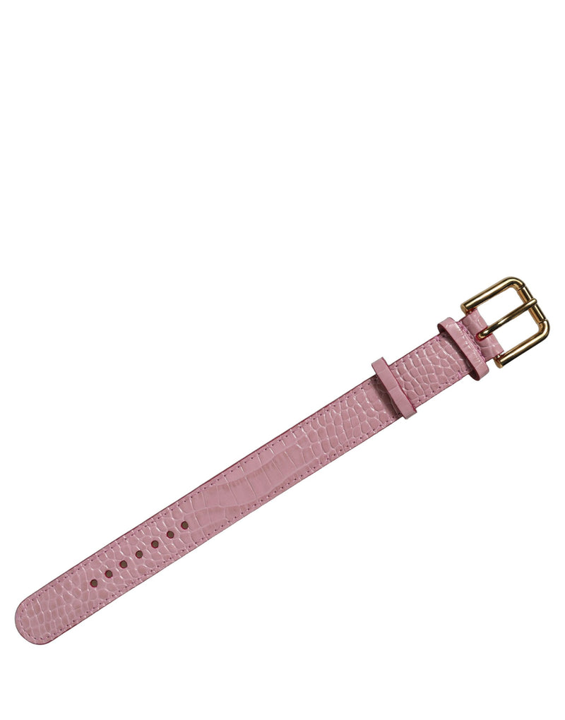 Bracelet ceinture Dolce & Gabbana en cuir rose gaufré à boucle dorée