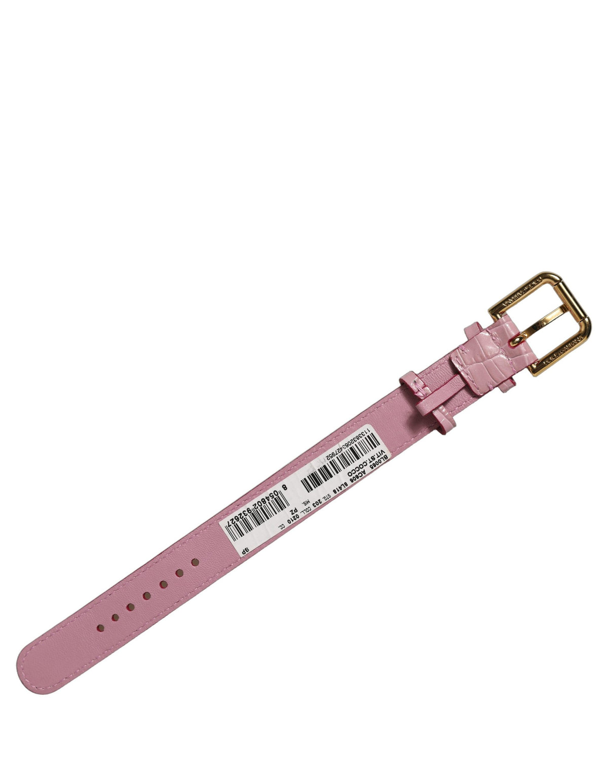 Bracelet ceinture Dolce & Gabbana en cuir rose gaufré à boucle dorée