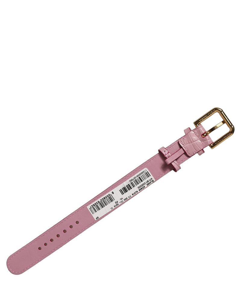 Bracelet ceinture Dolce & Gabbana en cuir rose gaufré à boucle dorée