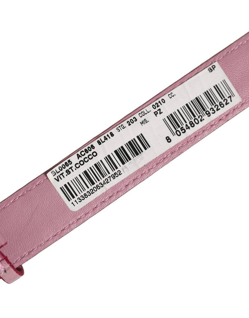 Bracelet ceinture Dolce & Gabbana en cuir rose gaufré à boucle dorée