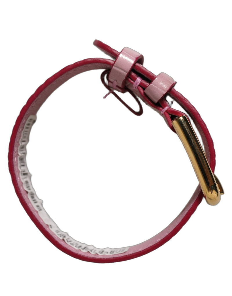 Bracelet ceinture Dolce & Gabbana en cuir rose gaufré à boucle dorée