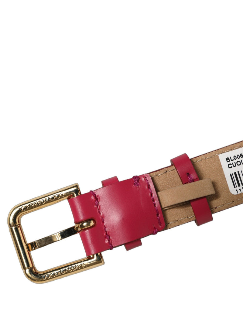 Bracelet de montre Dolce & Gabbana en cuir de veau rouge avec boucle ardillon dorée