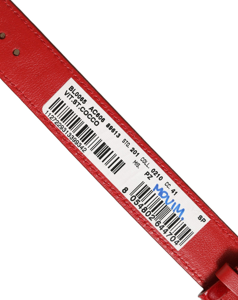 Bracelet Dolce & Gabbana en cuir gaufré rouge avec boucle ardillon dorée