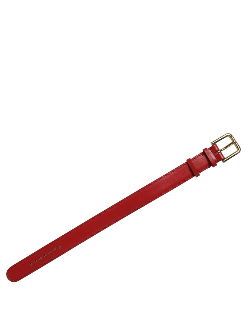 Bracelet de montre Dolce & Gabbana en cuir de veau rouge avec boucle ardillon dorée