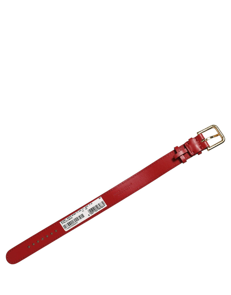 Bracelet de montre Dolce & Gabbana en cuir de veau rouge avec boucle ardillon dorée