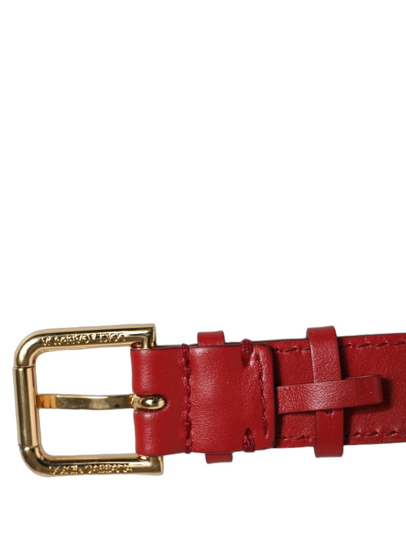 Bracelet de montre Dolce & Gabbana en cuir de veau rouge avec boucle ardillon dorée