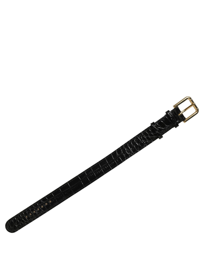 Dolce & Gabbana Bracelet en cuir texturé noir à boucle dorée
