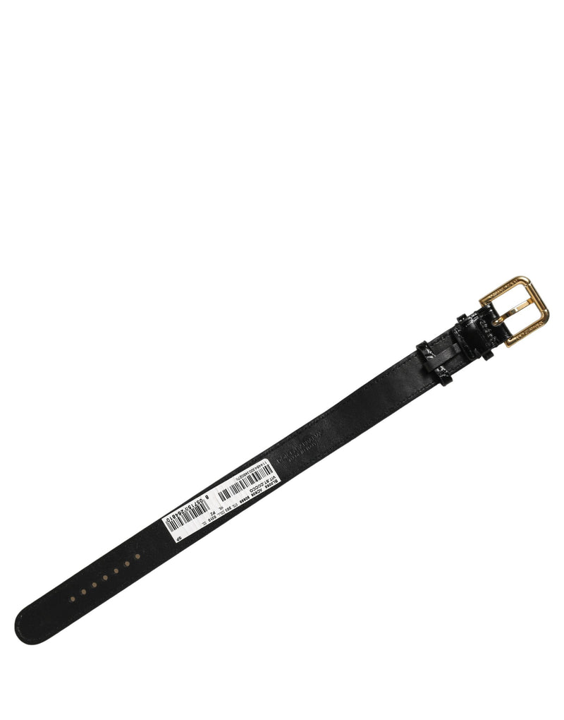 Dolce & Gabbana Bracelet en cuir texturé noir à boucle dorée