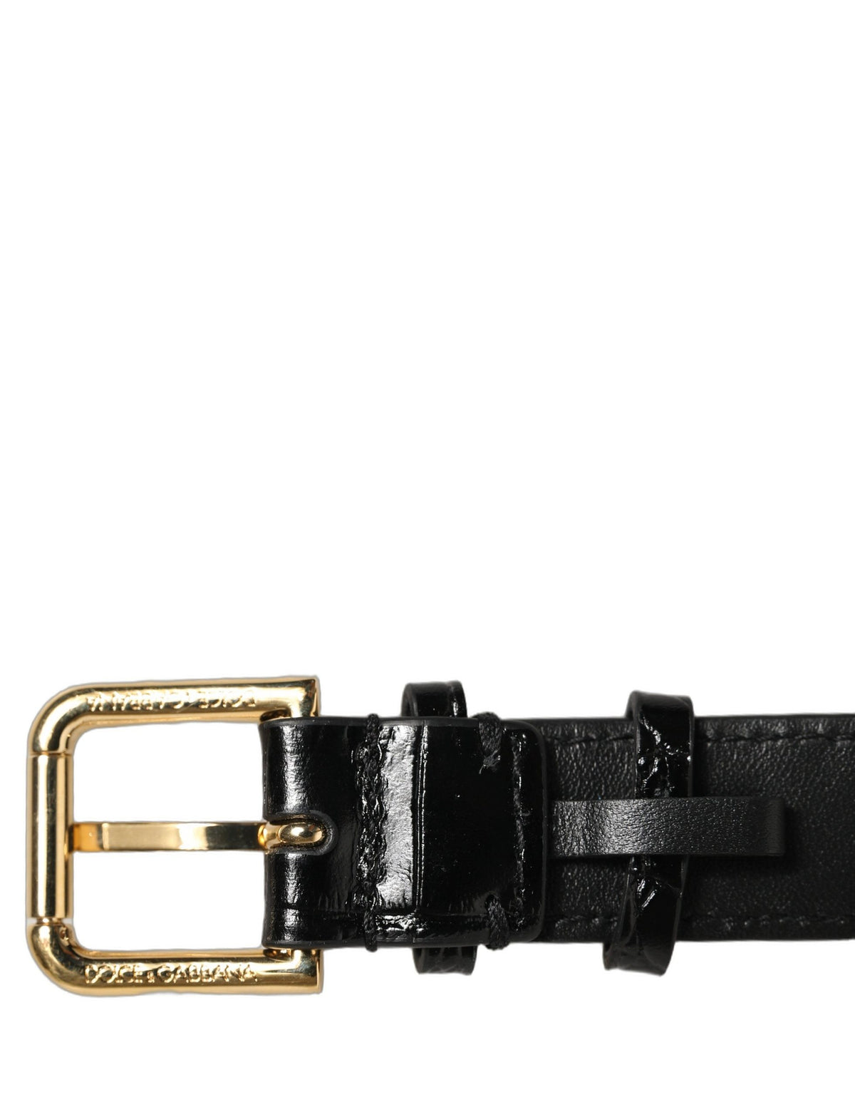 Dolce & Gabbana Bracelet en cuir texturé noir à boucle dorée