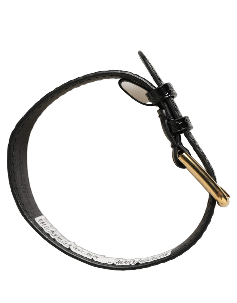 Dolce & Gabbana Bracelet en cuir texturé noir à boucle dorée