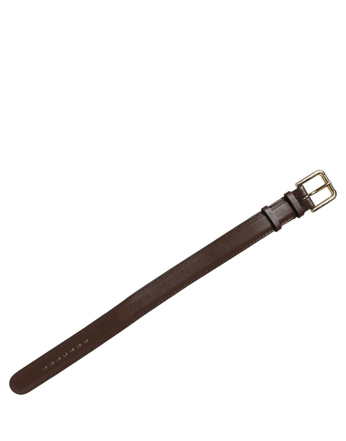 Dolce & Gabbana Bracelet-Lanière en Cuir de Veau Marron avec Boucle Dorée