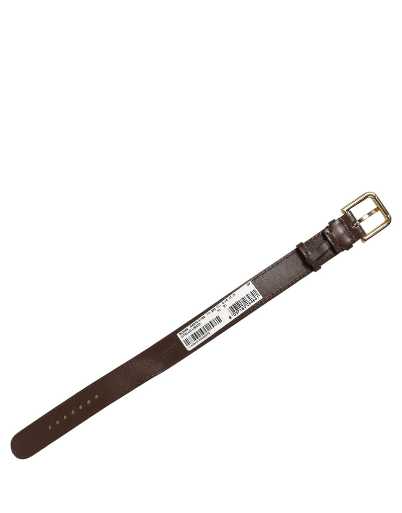 Dolce & Gabbana Bracelet-Lanière en Cuir de Veau Marron avec Boucle Dorée