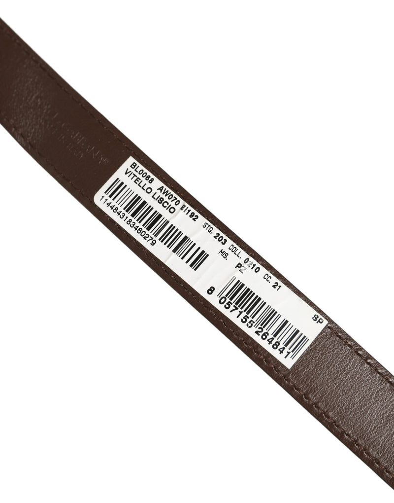 Dolce & Gabbana Bracelet-Lanière en Cuir de Veau Marron avec Boucle Dorée