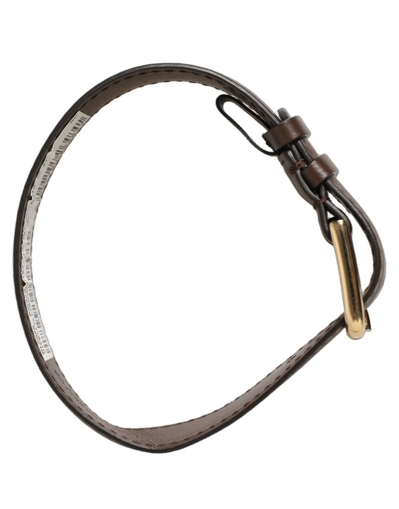 Dolce & Gabbana Bracelet-Lanière en Cuir de Veau Marron avec Boucle Dorée