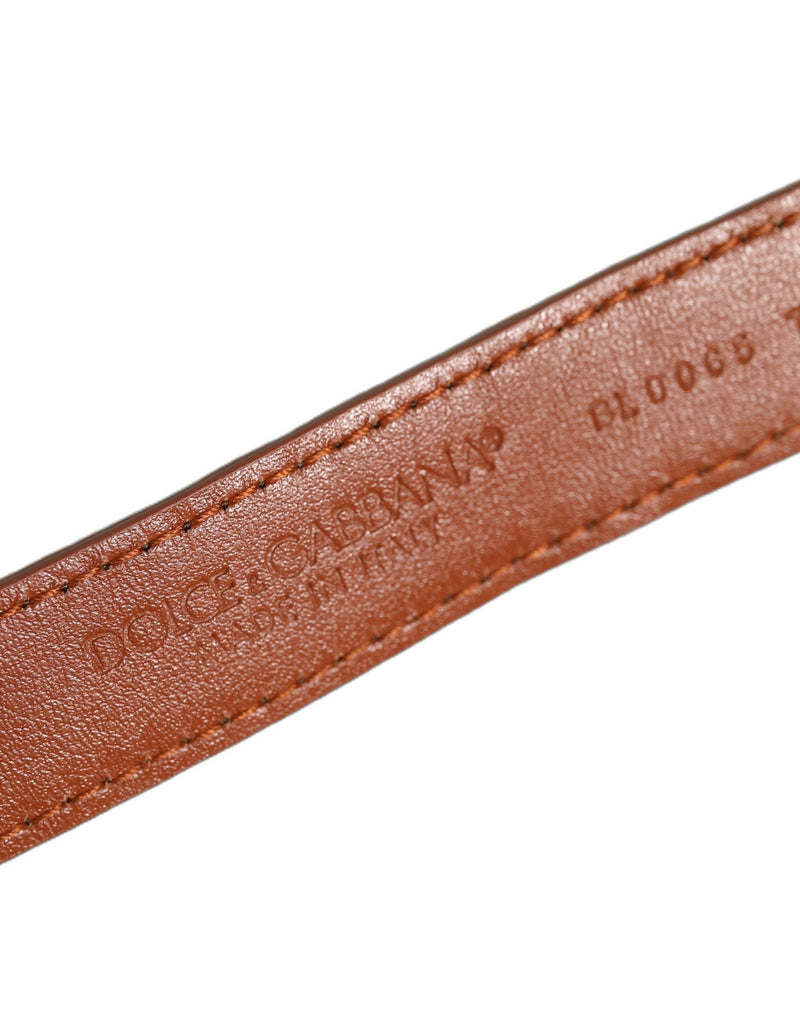 Bracelet Dolce & Gabbana en cuir texturé marron avec boucle dorée