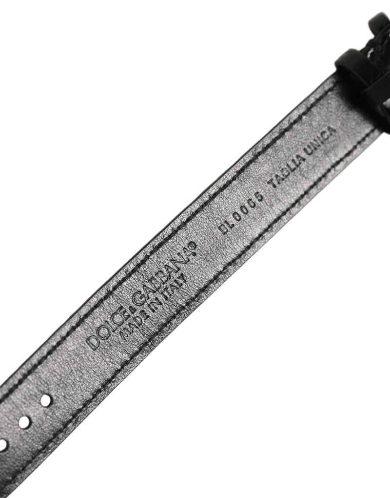Dolce & Gabbana Bracelet en cuir texturé noir à boucle dorée