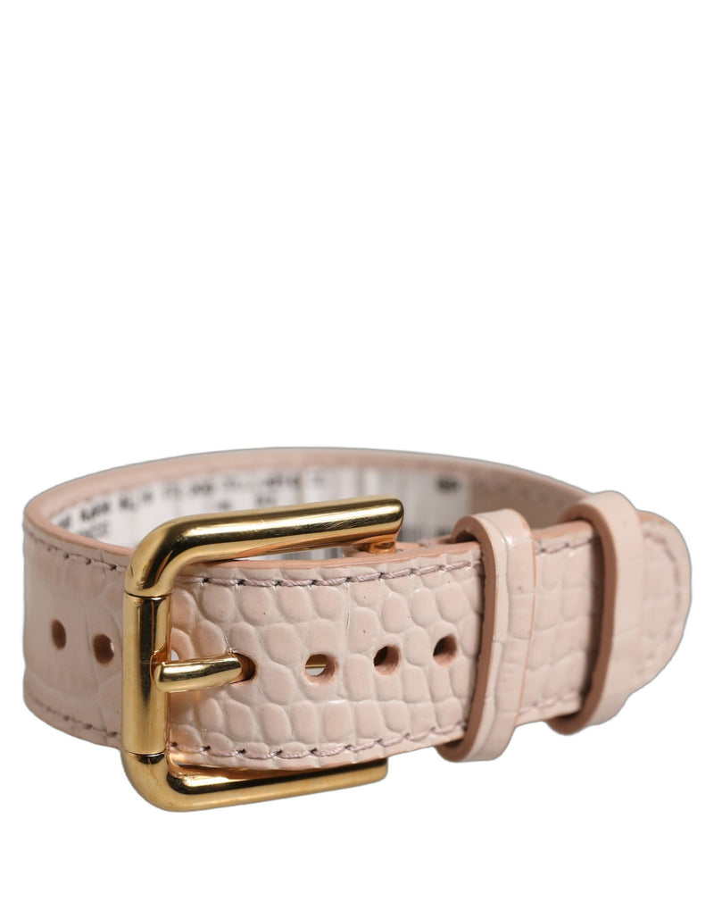 Bracelet ceinture Dolce & Gabbana en cuir rose gaufré à boucle dorée