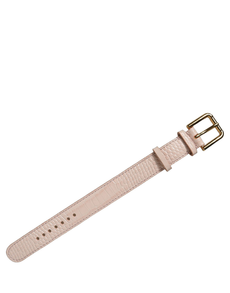 Bracelet ceinture Dolce & Gabbana en cuir rose gaufré à boucle dorée