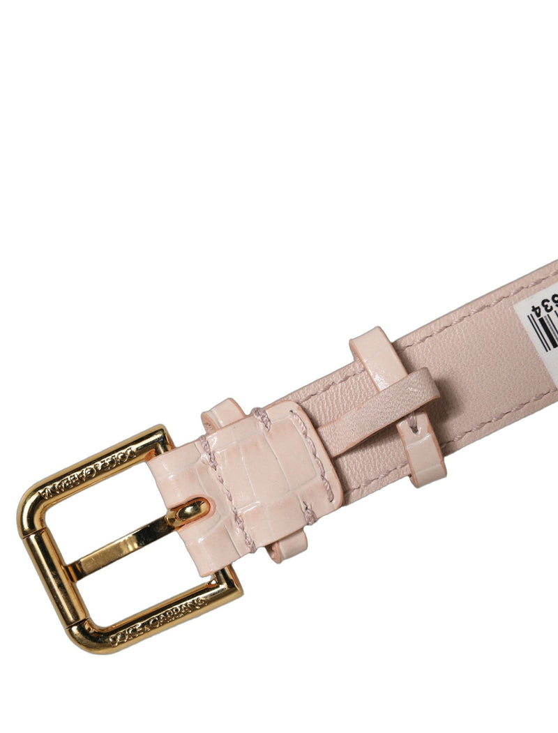 Bracelet ceinture Dolce & Gabbana en cuir rose gaufré à boucle dorée