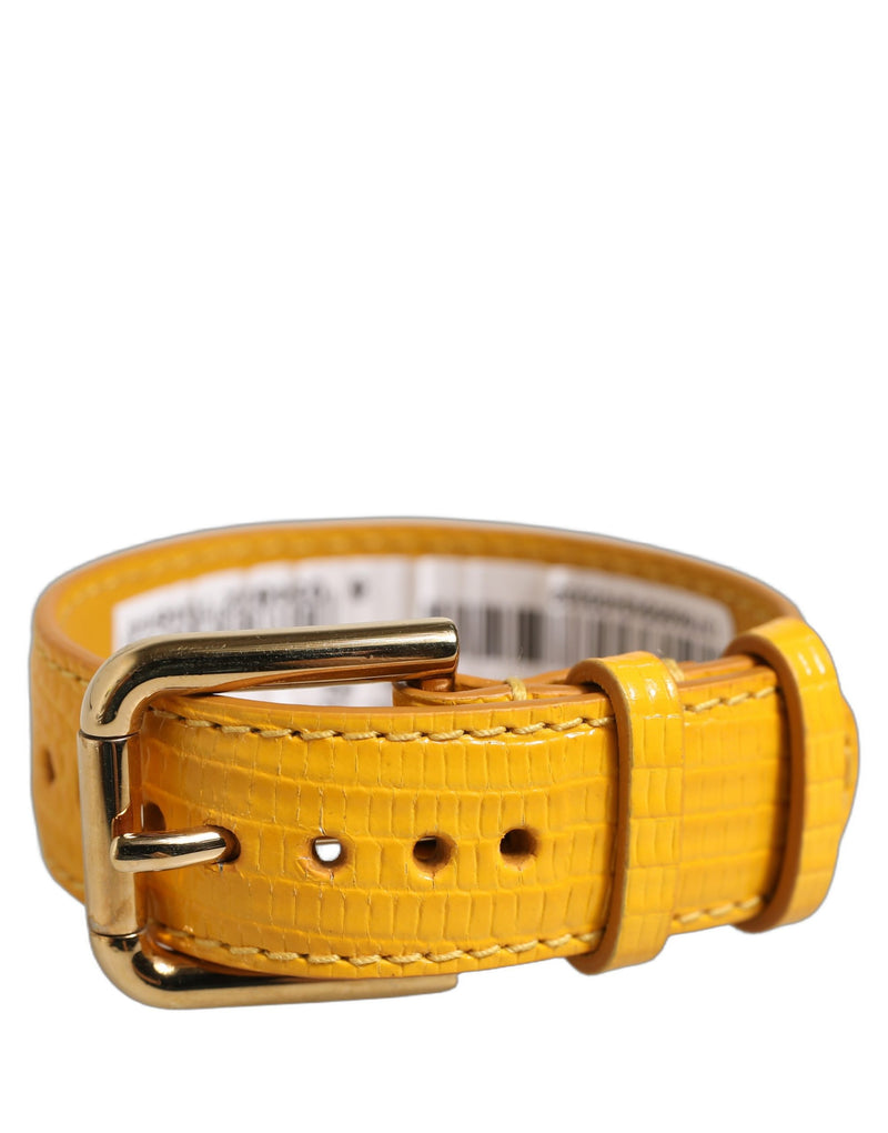 Dolce & Gabbana Bracelet-ceinture en cuir texturé jaune avec boucle dorée