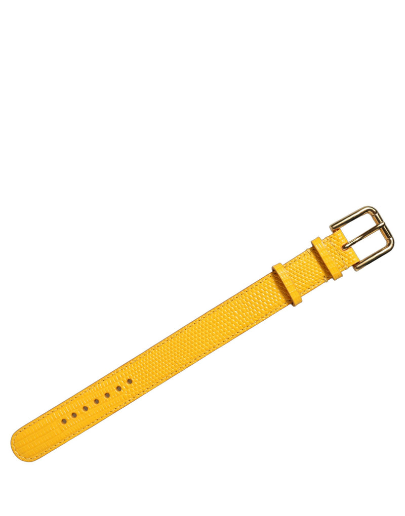 Dolce & Gabbana Bracelet-ceinture en cuir texturé jaune avec boucle dorée