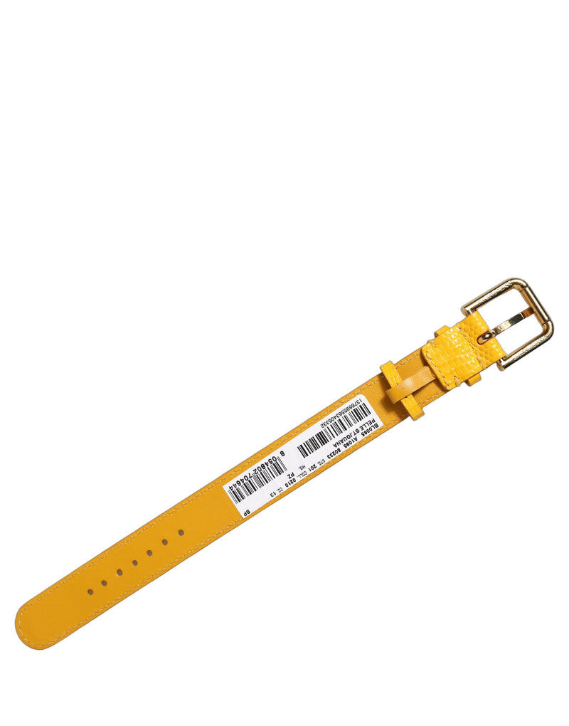 Dolce & Gabbana Bracelet-ceinture en cuir texturé jaune avec boucle dorée