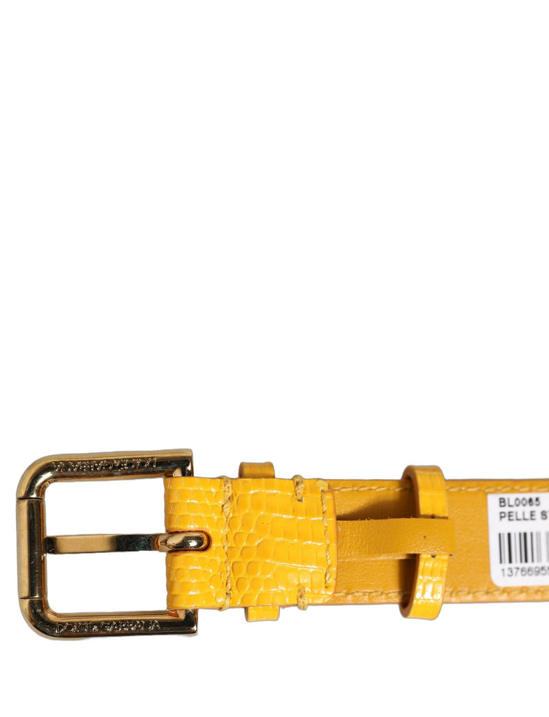 Dolce & Gabbana Bracelet-ceinture en cuir texturé jaune avec boucle dorée