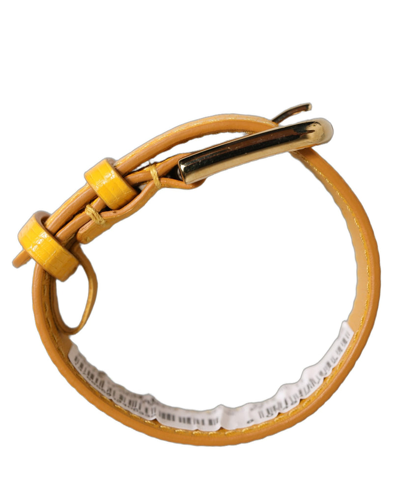 Dolce & Gabbana Bracelet-ceinture en cuir texturé jaune avec boucle dorée