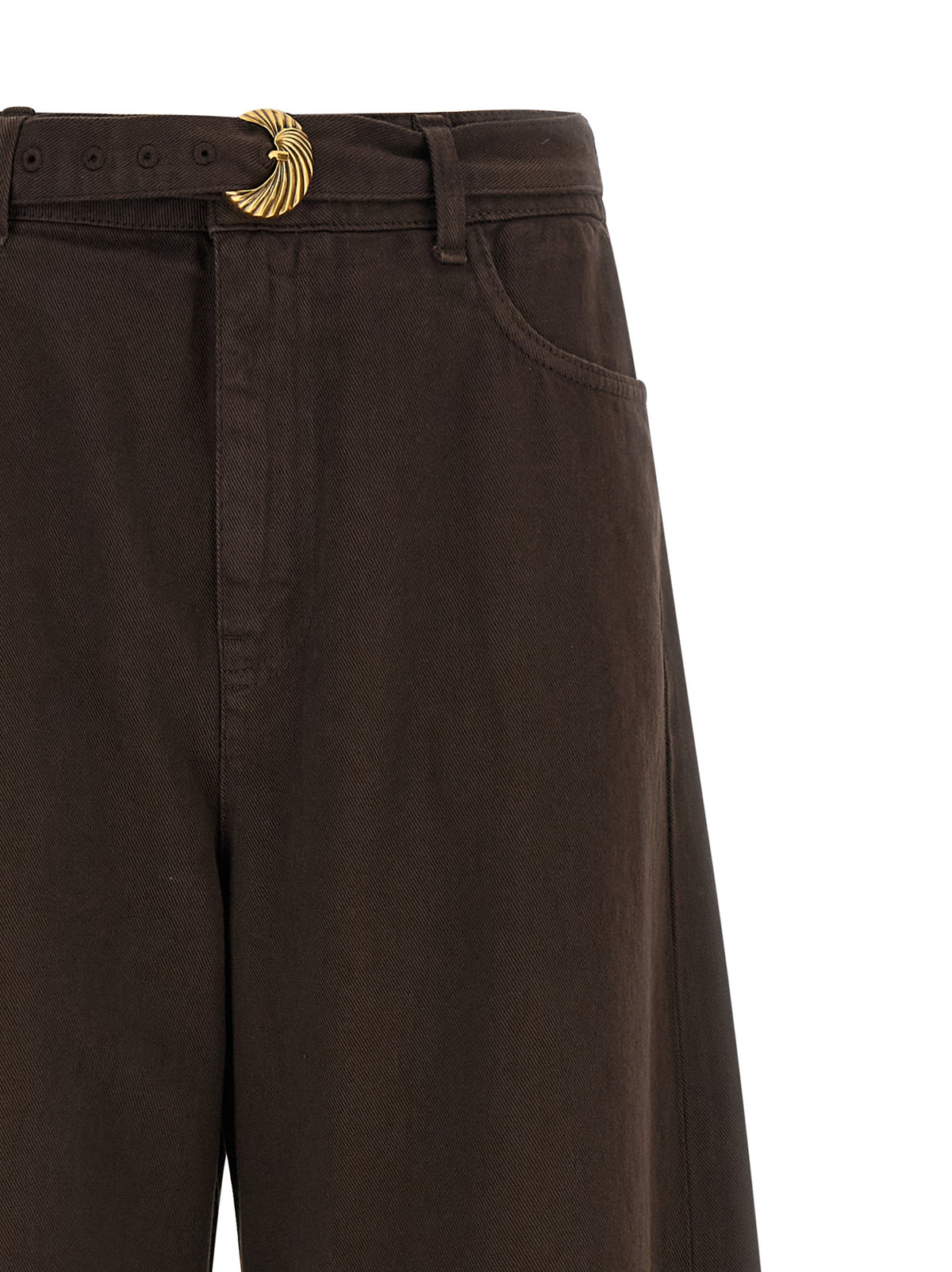 Jean taille haute en coton marron Twinset