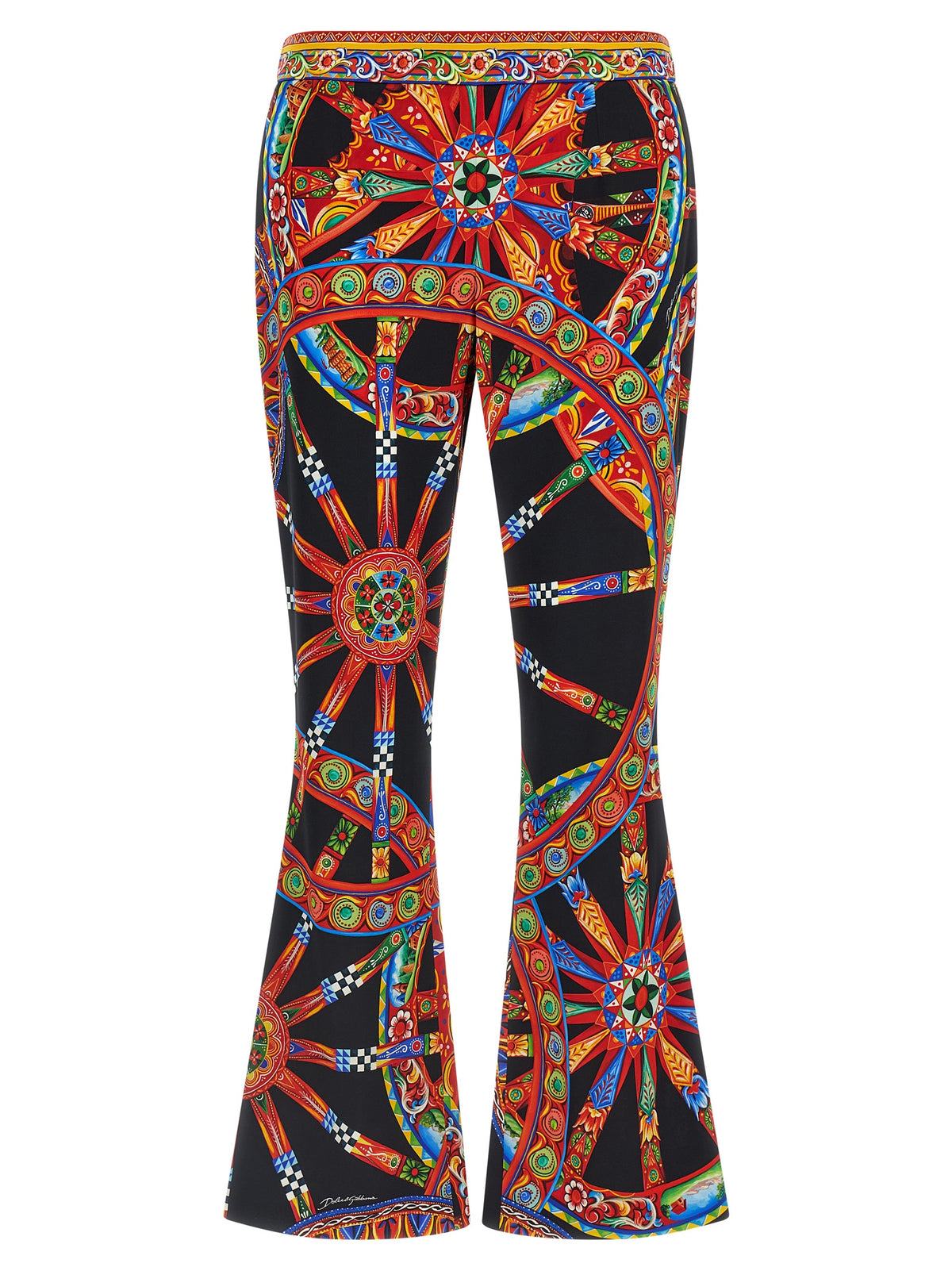 Pantalon évasé en soie multicolore Dolce & Gabbana
