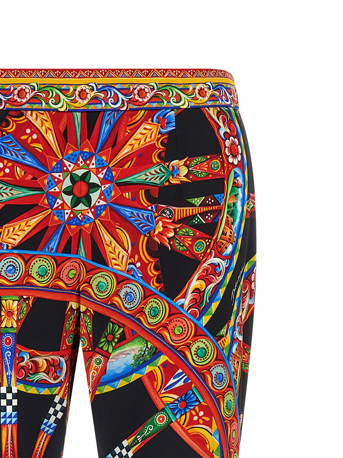 Pantalon évasé en soie multicolore Dolce & Gabbana