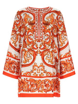 Robe Courte en Soie Orange Dolce & Gabbana