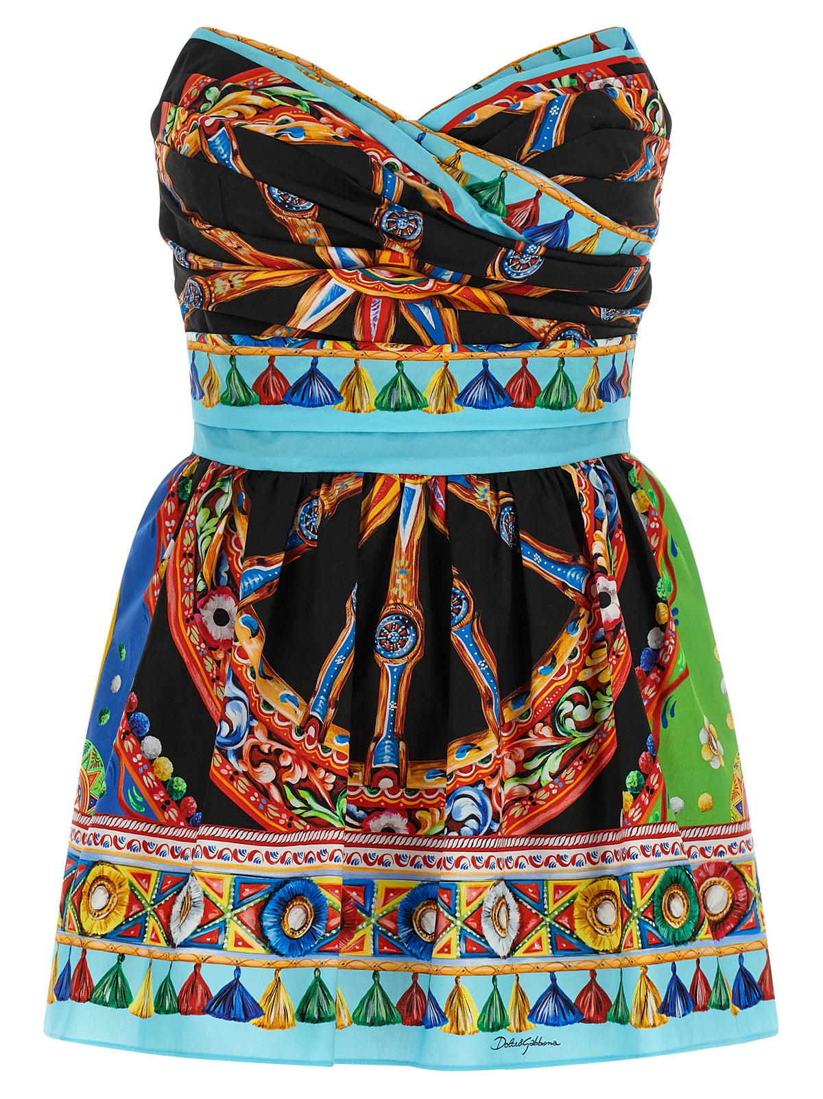 Robe Courte en Coton Multicolore Dolce & Gabbana