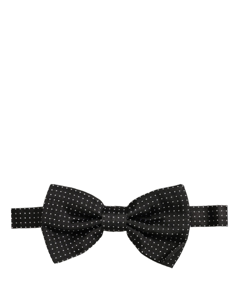 Nœud papillon papillon réglable en soie à pois noirs Dolce & Gabbana pour homme
