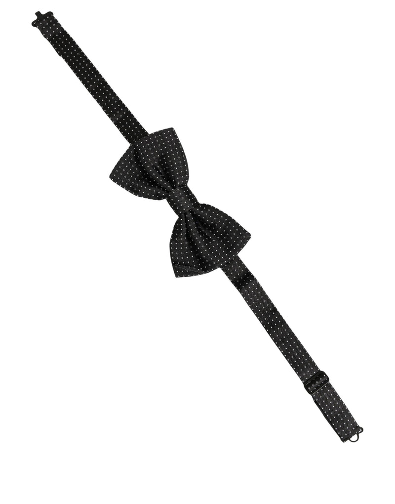 Nœud papillon papillon réglable en soie à pois noirs Dolce & Gabbana pour homme