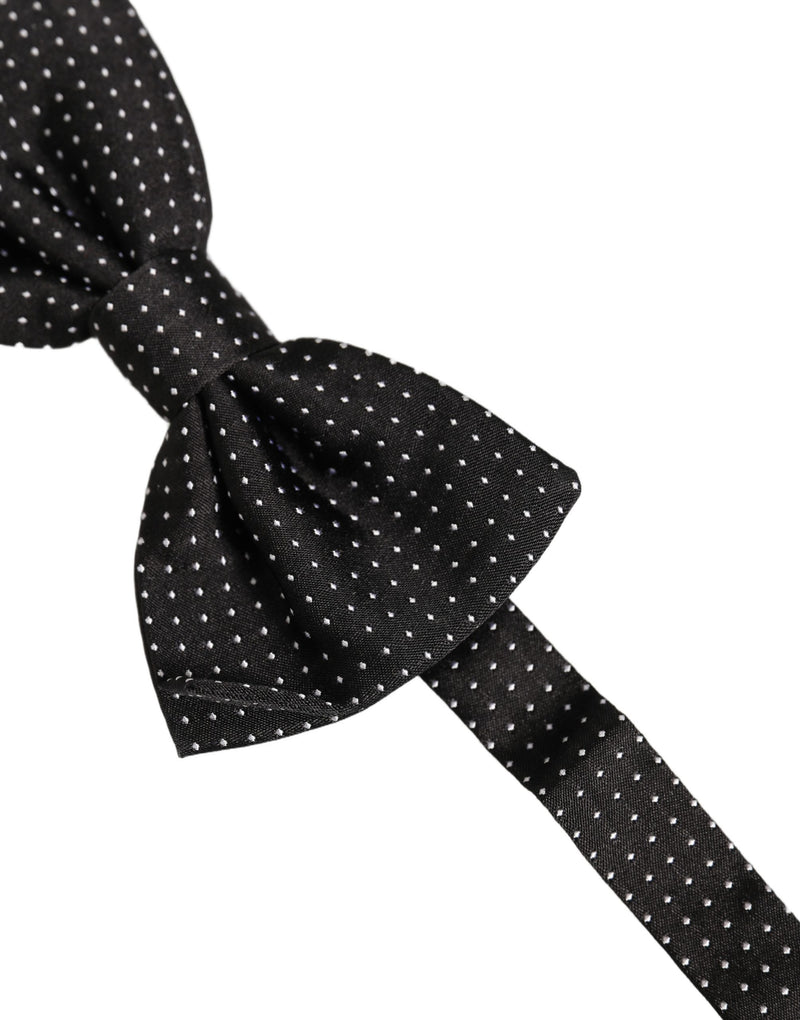 Nœud papillon papillon réglable en soie à pois noirs Dolce & Gabbana pour homme