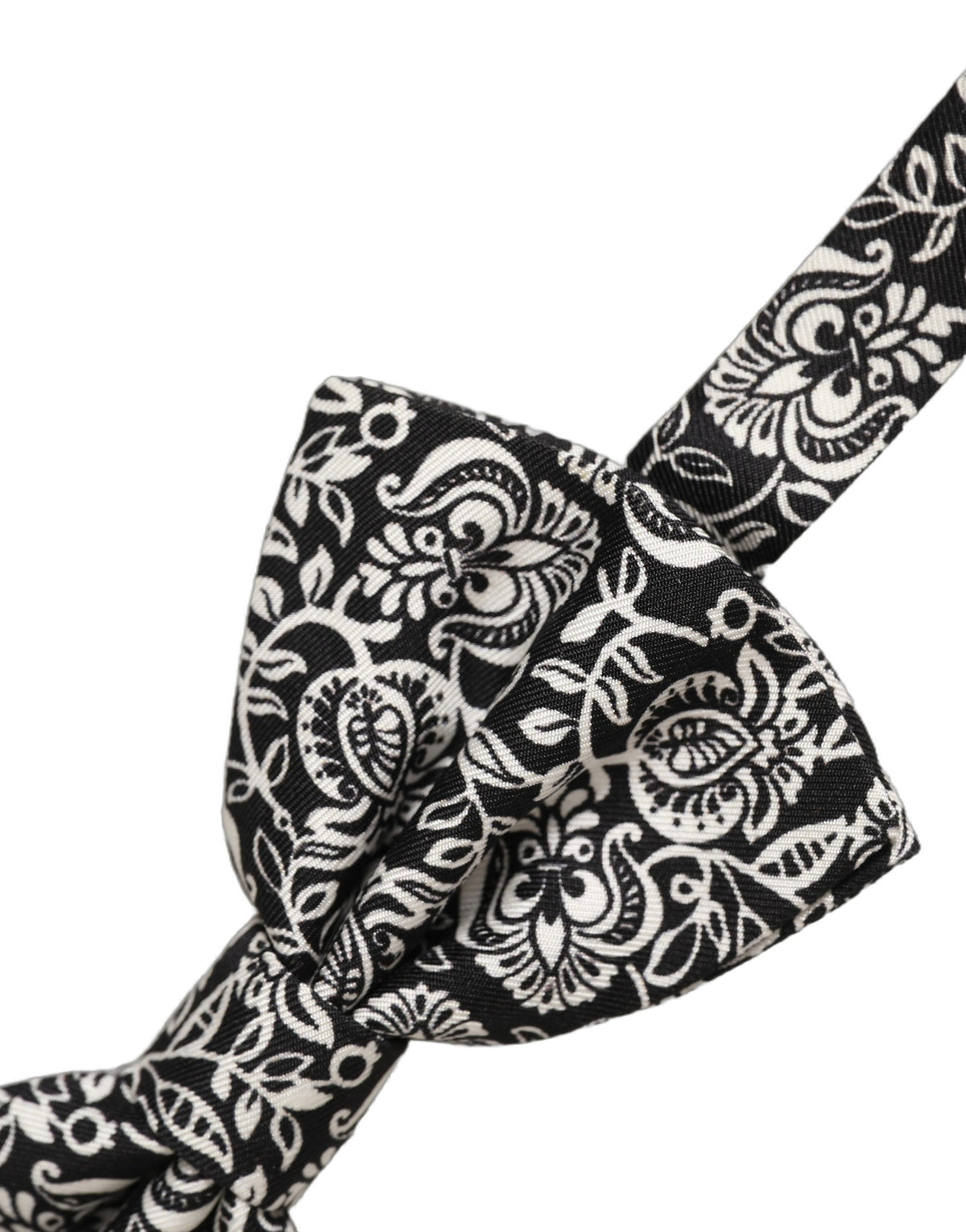 Nœud papillon Dolce & Gabbana en soie noire et blanche à motif cachemire, réglable