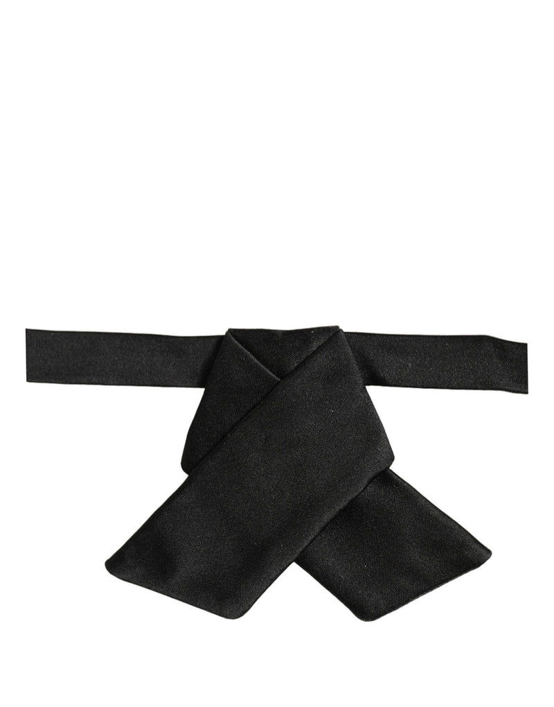 Dolce & Gabbana Men Black 100% SIlk Adjustable Neck Papillon Bow Tie