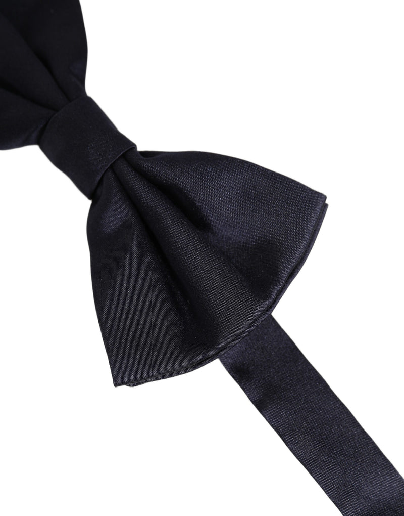 Dolce & Gabbana Men Dark Blue Silk Adjustable Neck Papillon Bow Tie
