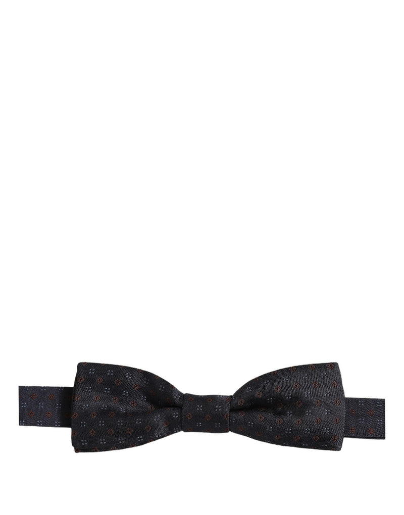 Dolce & Gabbana Black Diamond Pattern Adjustable Neck Papillon Bow Tie