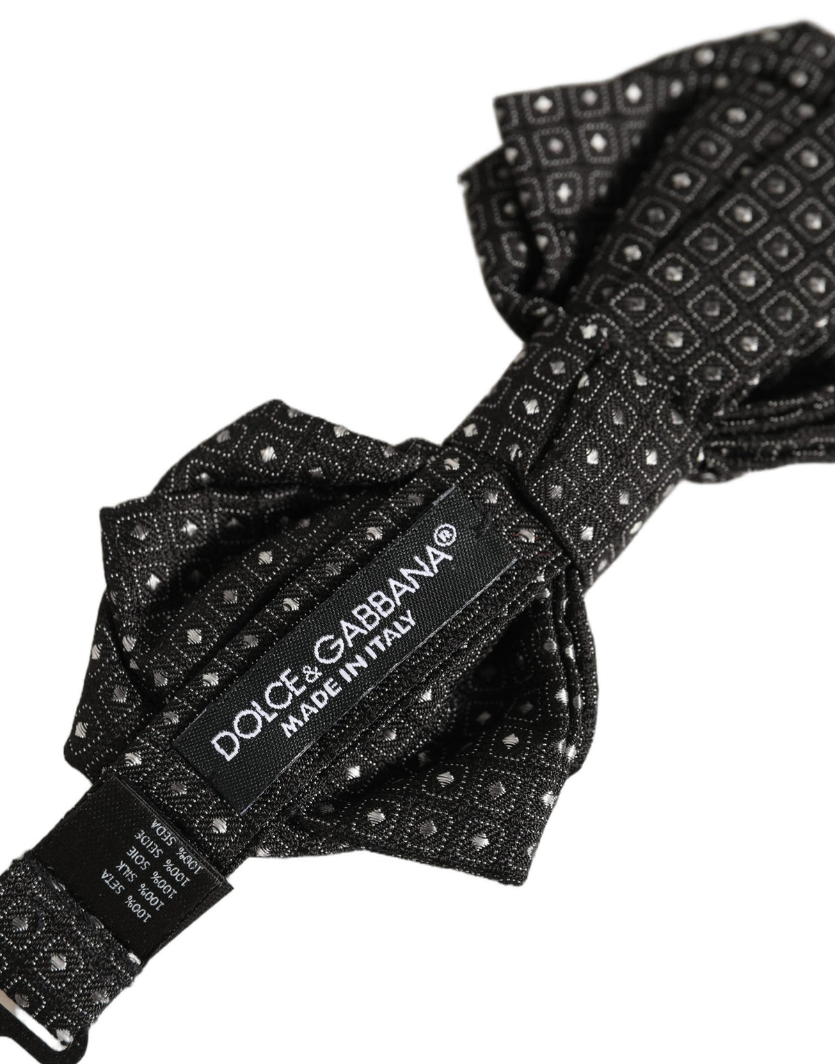 Nœud papillon papillon réglable en soie à pois noirs Dolce & Gabbana pour homme