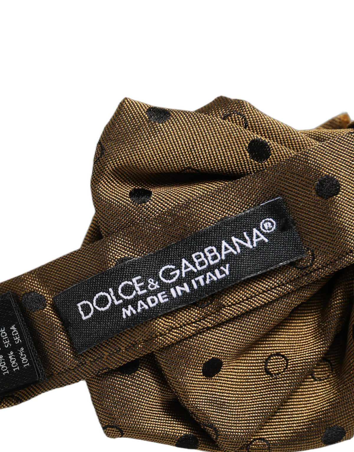 Dolce & Gabbana Homme Nœud Papillon Papillon Réglable en Soie Marron à Pois